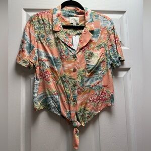 American Eagle Hawaiian Tropical Floral Button Shirt